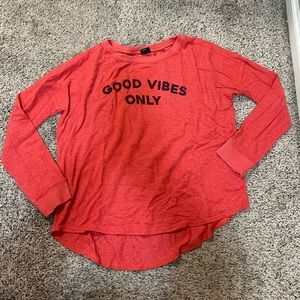 Pink “good vibes only” sweater